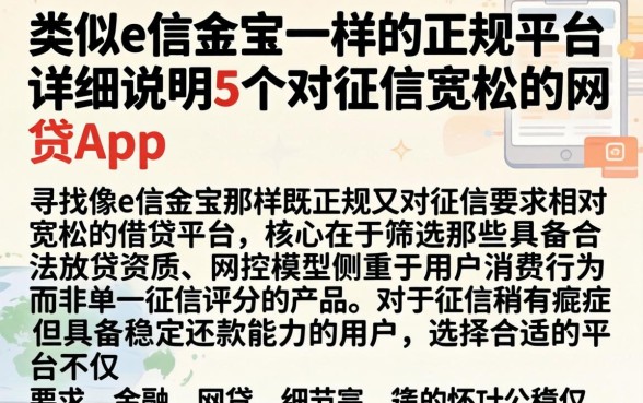 类似e信金宝一样的正规平台，详尽说明5个对征信宽松的网贷app