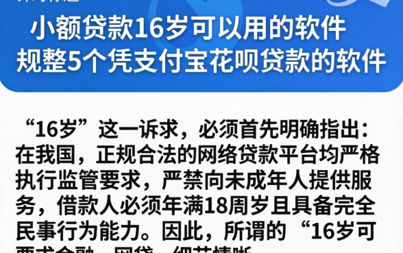 小额贷款16岁可以用的软件，规整5个凭支付宝花呗贷款的软件