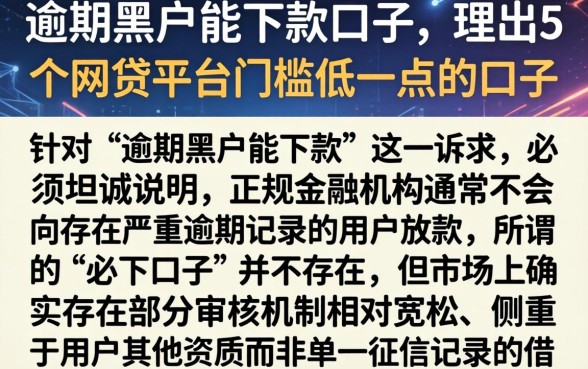 逾期黑户能下款口子，理出5个网贷平台门槛低一点的口子