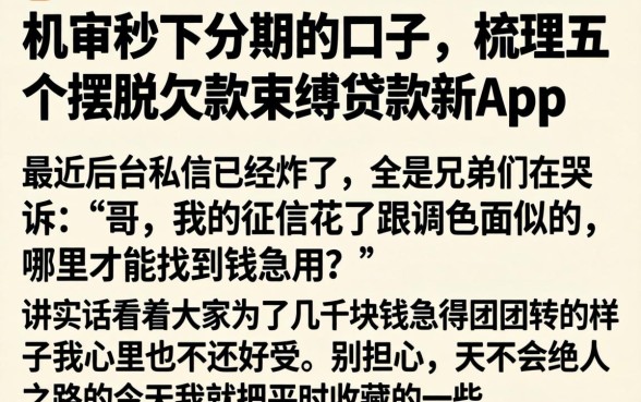 机审秒下分期的口子，梳理五个摆脱欠款束缚贷款新app