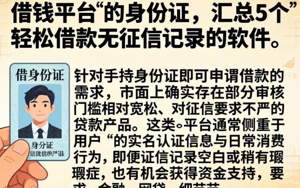 借钱平台 的身份证，汇总5个轻松借款无征信记录的软件