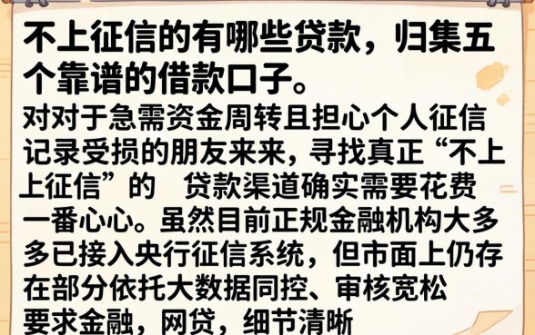不上征信的有哪些贷款，归集五个靠谱的借款口子