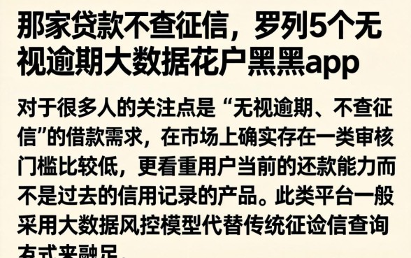 那家贷款不查征信，罗列5个无视逾期大数据花户黑户app