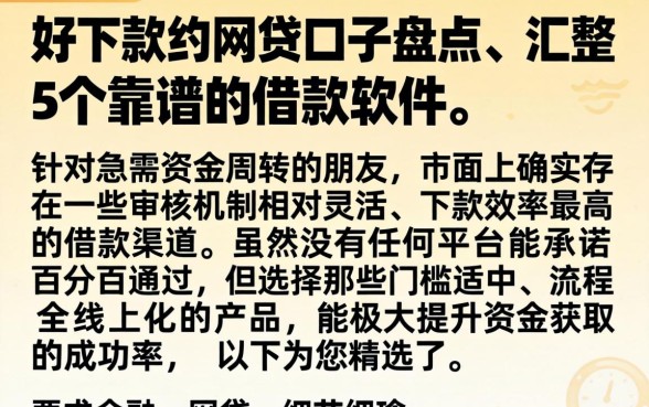 好下款的网贷口子盘点，汇整5个靠谱的借款软件