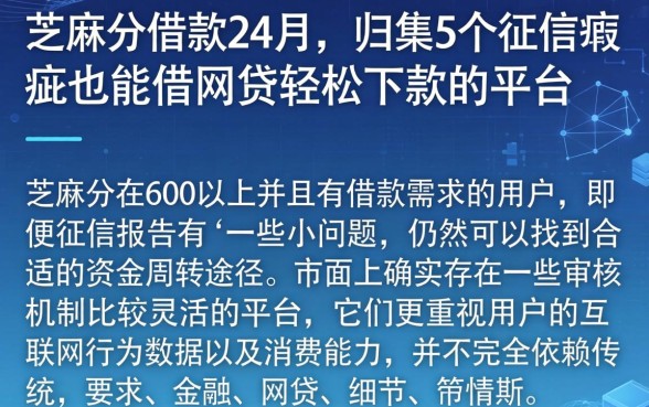芝麻分借款24月，归集5个征信瑕疵也能借网贷轻松下款的平台