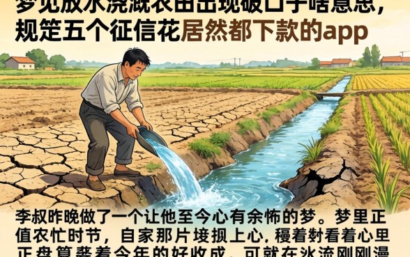 梦见放水浇灌农田出现破口子啥意思，规整五个征信花居然都下款的app