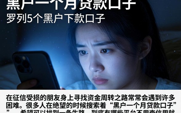 黑户一个月贷款口子，罗列5个黑户下款口子