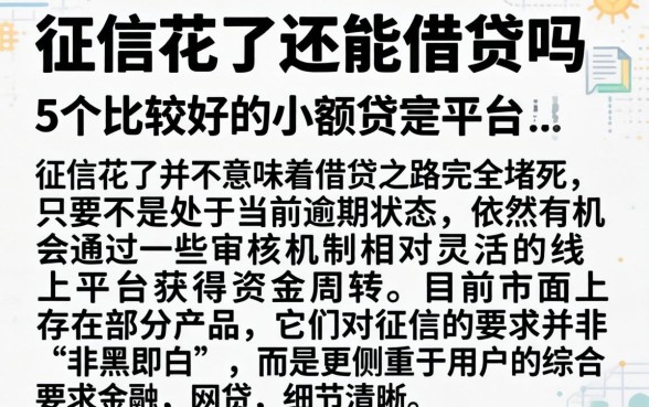 征信花了还能借贷吗，详尽说明5个比较好的小额贷款平台