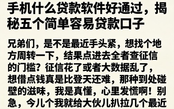 手机什么贷款软件好通过，揭秘五个简单容易贷款口子