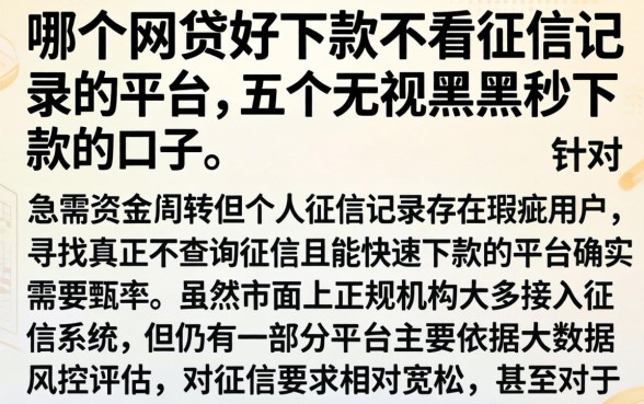 哪个网贷好下款不看征信记录的平台，详细阐述五个无视黑户秒下款的口子