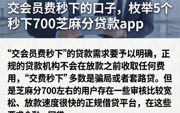 交会员费秒下的口子，枚举5个秒下700芝麻分贷款app