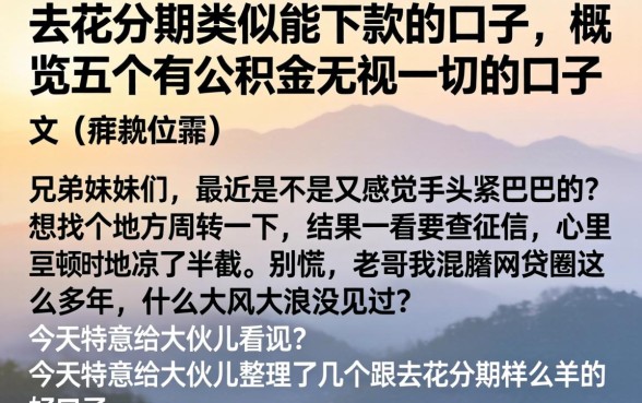 去花分期类似能下款的口子，概览五个有公积金无视一切的口子