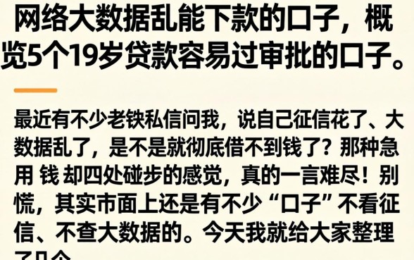 网络大数据乱能下款的口子，概览5个19岁贷款容易过审批的口子