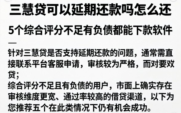 三慧贷可以延期还款吗怎么还，详细阐述5个综合评分不足有负债都能下款软件