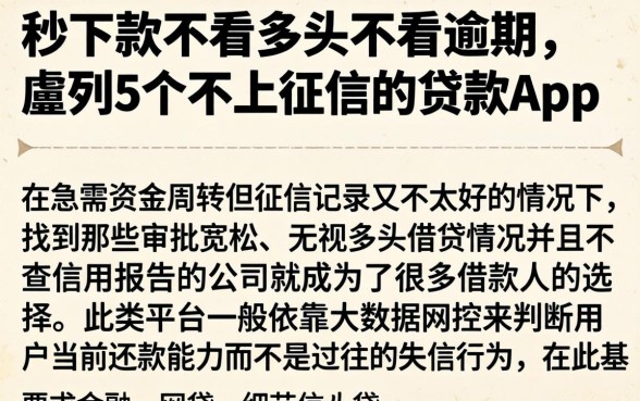 秒下款不看多头不看逾期，胪列5个不上征信的贷款app