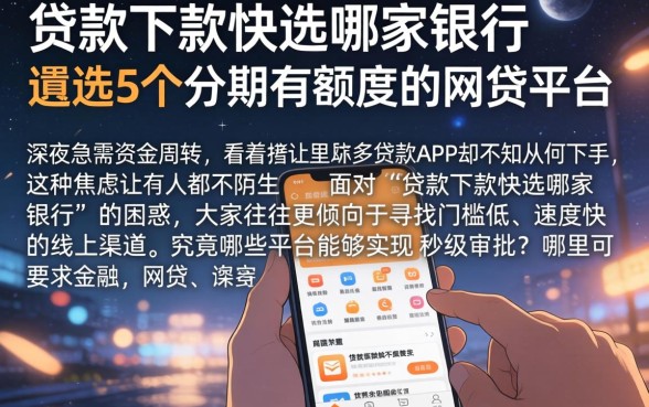 贷款下款快选哪家银行，遴选5个分期有额度的网贷平台