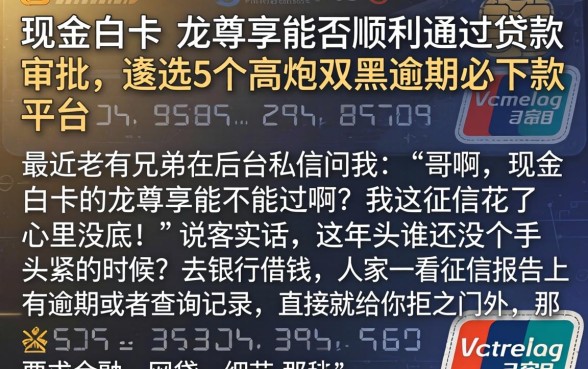 现金白卡的龙尊享能否顺利通过贷款审批，遴选5个高炮双黑逾期必下款平台