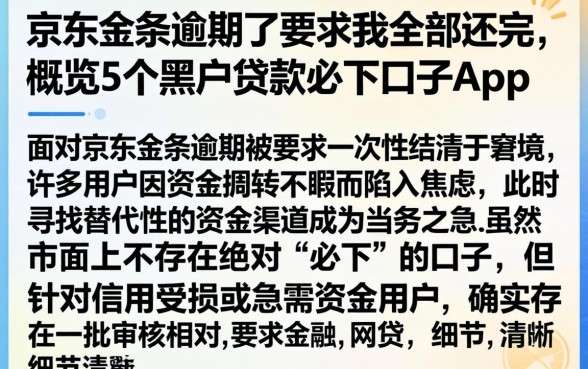 京东金条逾期了要求我全部还完，概览5个黑户贷款必下口子app