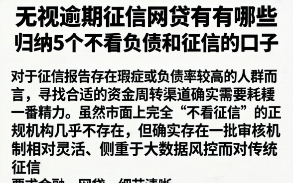 无视逾期征信的网贷有哪些，归纳5个不看负债和征信的口子