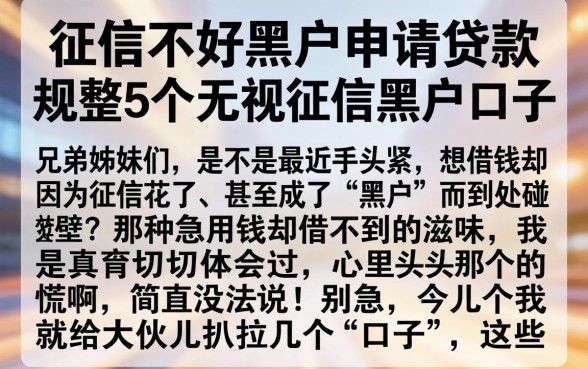 征信不好黑户申请贷款，规整5个无视征信黑户口子