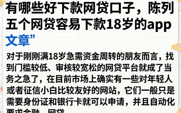 有哪些好下款的网贷口子，陈列五个网贷容易下款18岁的app