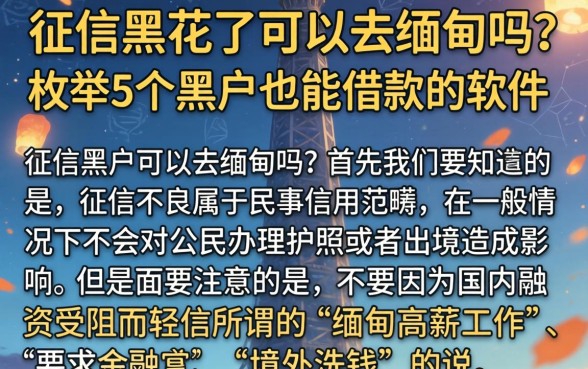 征信黑花了可以去缅甸吗，枚举5个黑户也能借款的软件