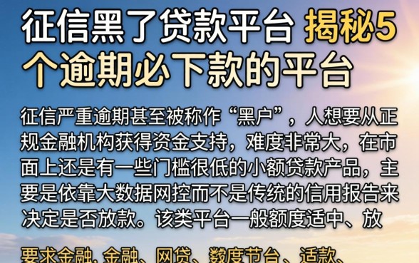 征信黑了贷款平台，揭秘5个逾期必下款的平台