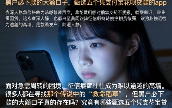 黑户必下款的大额口子,甄选五个凭支付宝花呗贷款的app