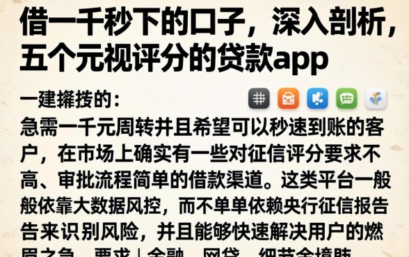 借一千秒下的口子，深入剖析五个无视评分的贷款app