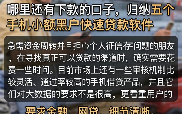 哪里还有下款的口子，归纳五个手机小额黑户快速贷款软件