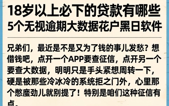 18岁以上必下的贷款有哪些，详细阐述5个无视逾期大数据花户黑户软件