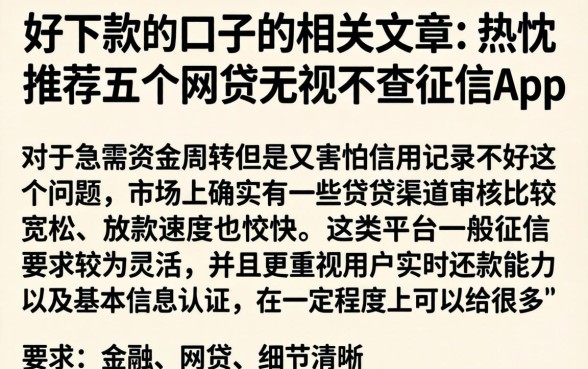 好下款的口子的相关文章，热忱推荐五个网贷无视不查征信app