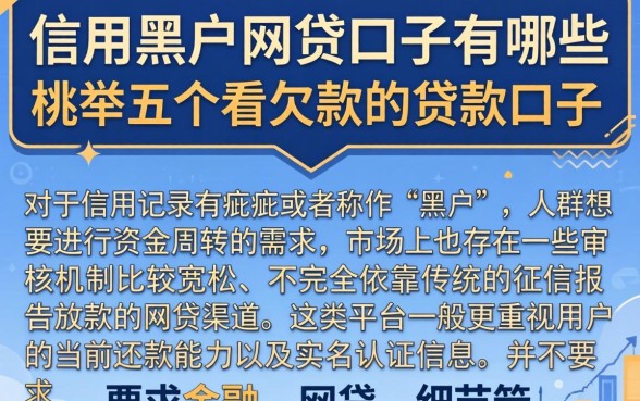 信用黑户网贷口子有哪些，枚举五个不看欠款的贷款口子