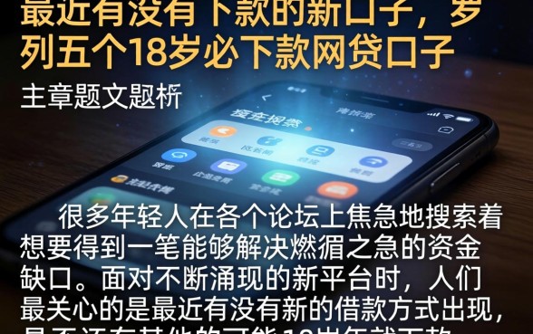 最近有没有下款的新口子，罗列五个18岁必下款的网贷口子