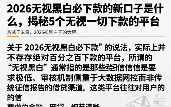 2026无视黑白必下款的新口子是什么，揭秘5个无视一切下款的平台