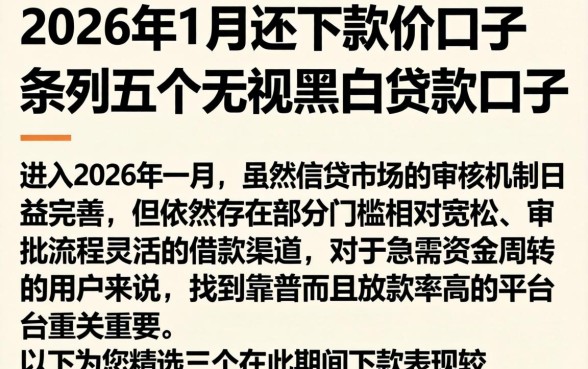 2026年一月还下款的口子，条列五个无视黑白贷款口子