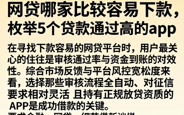 网贷哪家比较容易下款，枚举5个贷款通过高的app