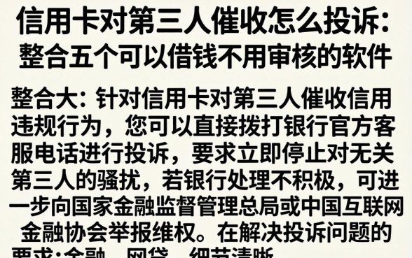 信用卡对第三人催收怎么投诉，整合五个可以借钱不用审核的软件