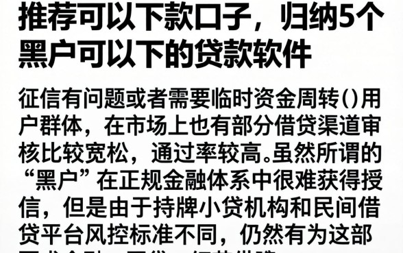 推荐可以下款的口子,归纳5个黑户可以下的贷款软件