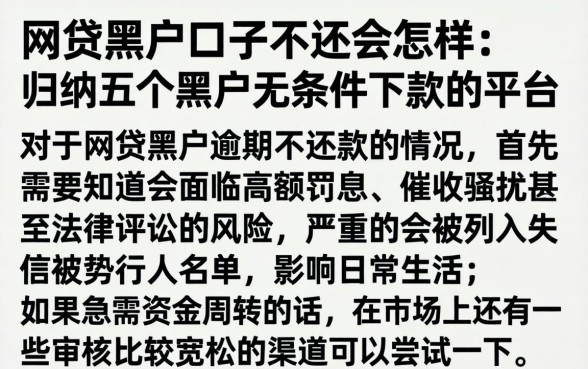 网贷黑户口子不还会怎样，归纳五个黑户无条件下款的平台