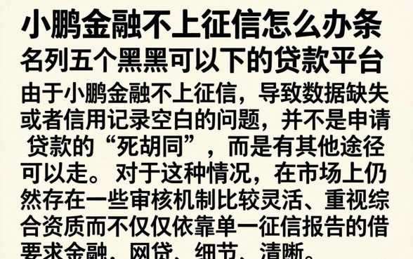 小鹏金融不上征信怎么办，条列五个黑户可以下的贷款平台