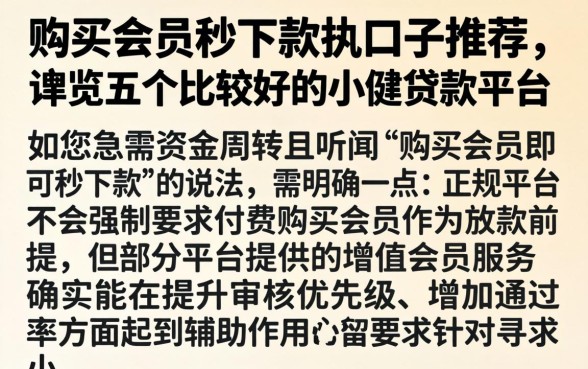 购买会员秒下款的口子推荐，概览五个比较好的小额贷款平台