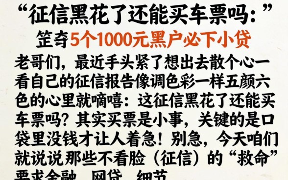 征信黑花了还能买车票吗，规整5个1000元黑户必下小贷