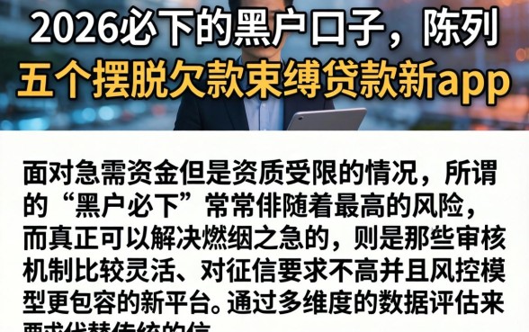 2026必下的黑户口子，陈列五个摆脱欠款束缚贷款新app