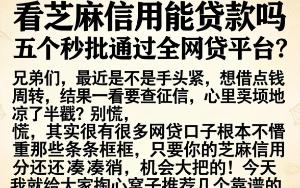 看芝麻信用能贷款吗，详细阐述五个秒批通过的网贷平台
