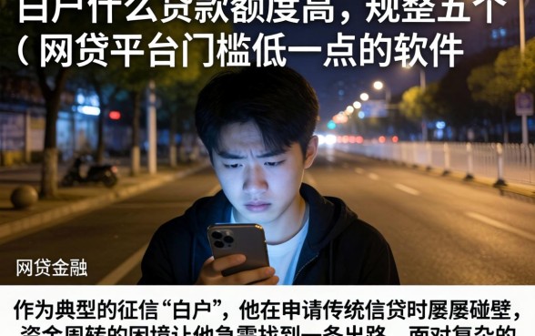 白户什么贷款额度高，规整五个网贷平台门槛低一点的软件