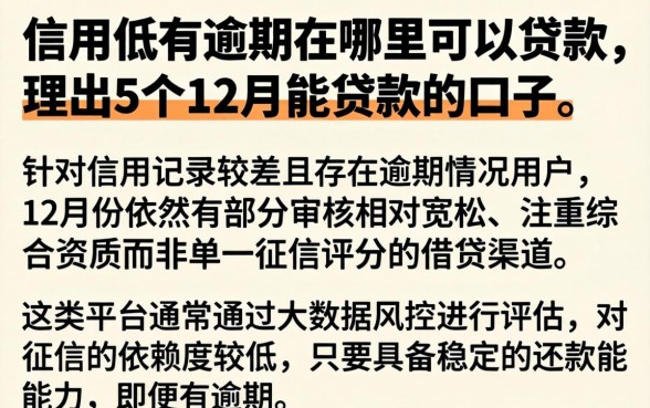 信用低有逾期在哪里可以贷款,理出5个12月能贷款的口子
