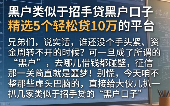 黑户类似于招手贷的黑户口子，精选5个轻松贷10万的平台