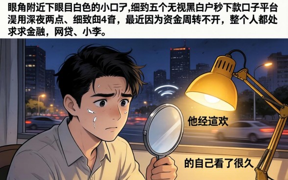 眼角附近下眼皮有白色的小口子，细致阐述五个无视黑白户秒下款口子平台