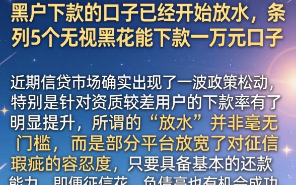 黑户下款的口子已经开始放水，条列5个无视黑花能下款一万元口子